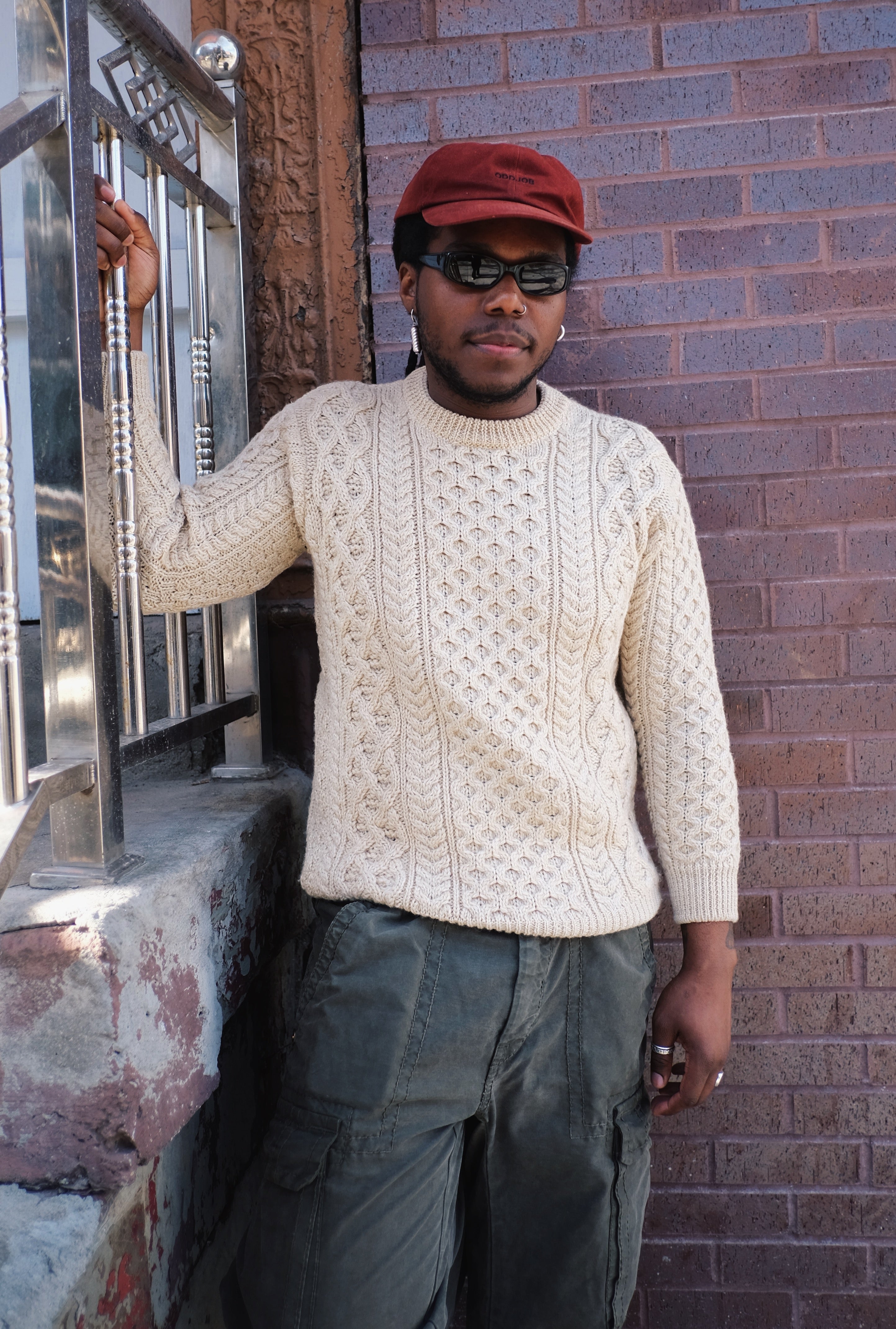 Cream cable online knit sweater