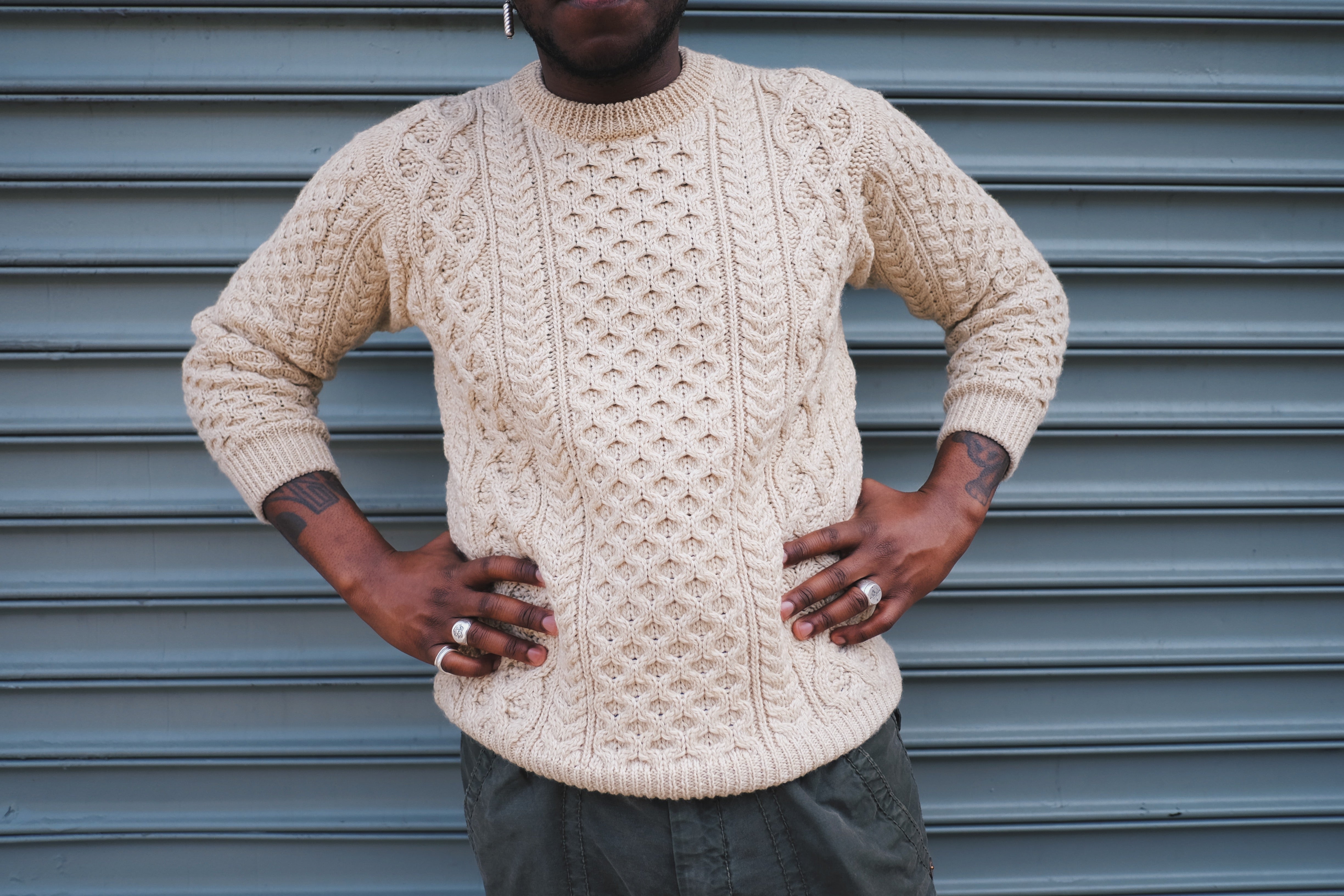 Vintage Cream Cable-knit Sweater